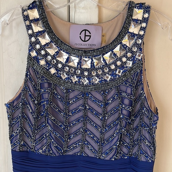 JS Collections Embellished Chiffon Gown Size 6 - Picture 3 of 13